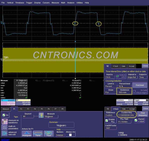 圖三 使用TIE的缺省設(shè)置，Hysteresis值為500mdiv 
