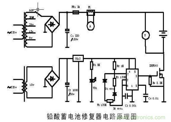 電動(dòng)車(chē)蓄電池修復(fù)器電路