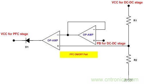 實現(xiàn)PFC級間歇工作的電路