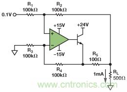 圖3.IOUT= 1 mA的示例電路。