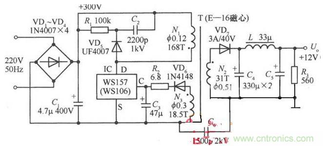 一款12V的單片開關(guān)穩(wěn)壓電源電路設(shè)計(jì) 