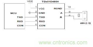 485隔離收發(fā)器應用接線圖