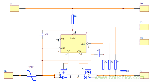  典型的鋰離子電池保護(hù)電路圖 1：典型的鋰離子電池保護(hù)電路