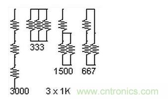 3個(gè)電阻，4種組合。