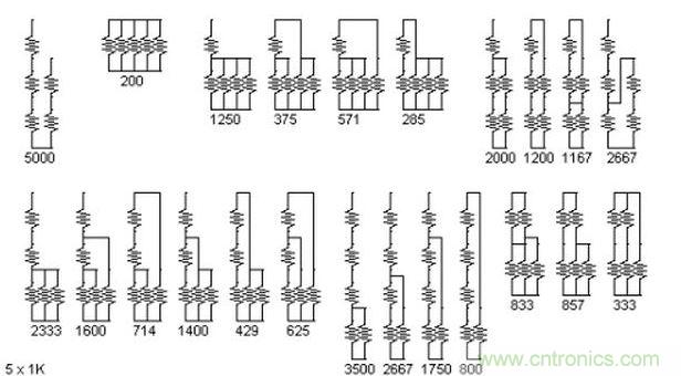 5個(gè)電阻我想出了23種組合。還有其它組合嗎？