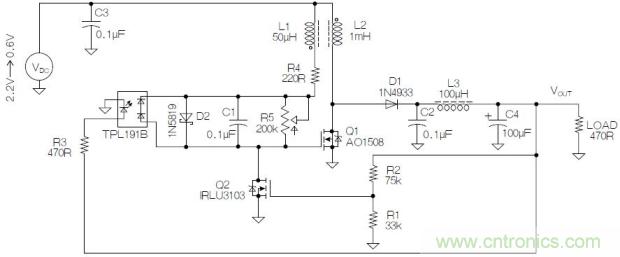 圖2：基于MOSFET的焦耳小偷電路。