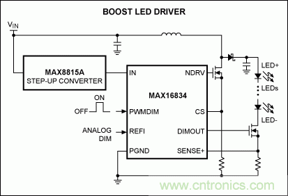 Li+電池供電、低壓高亮度(HB) LED解決方案