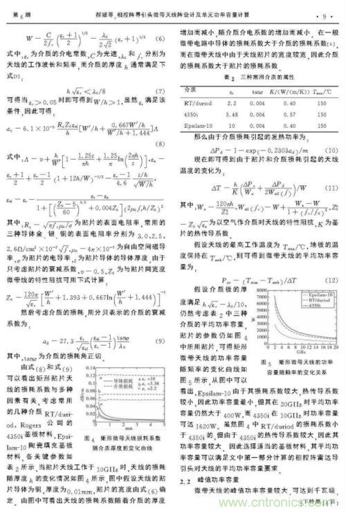 相控微帶天線陣設計及單元功率容量計算