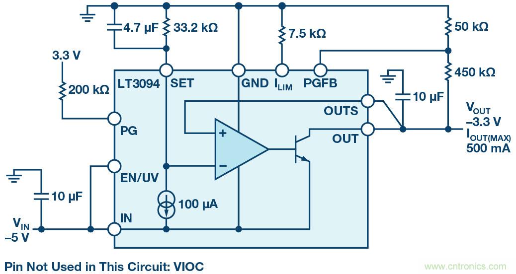 負(fù)線性穩(wěn)壓器在1MHz下具有0.8μV RMS噪聲和74dB電源抑制比