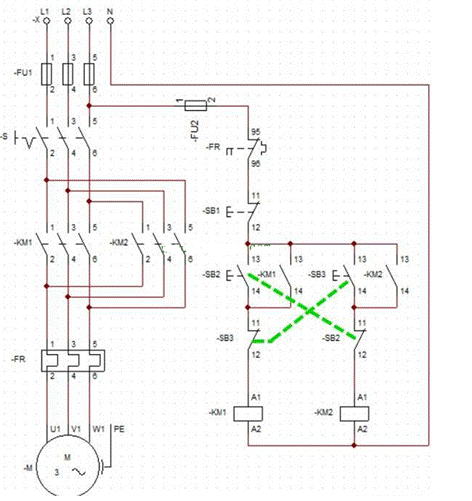 三種三相交流電動機(jī)正反轉(zhuǎn)互鎖電路的分析