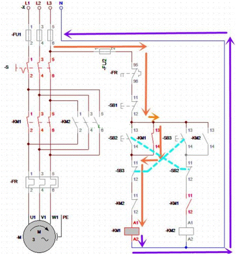 三種三相交流電動機(jī)正反轉(zhuǎn)互鎖電路的分析