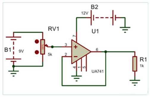 如何使用運算放大器LM741構(gòu)建一個電壓跟隨器